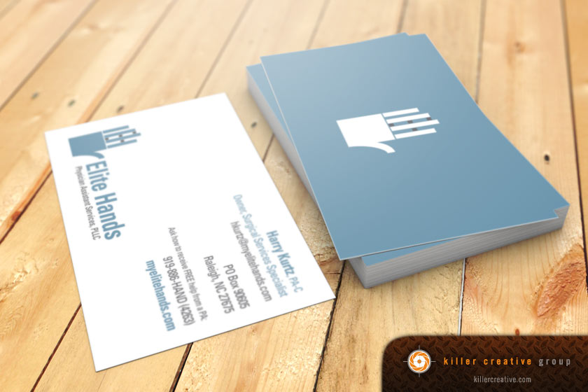 Elite Hands physician business card design raleigh nc