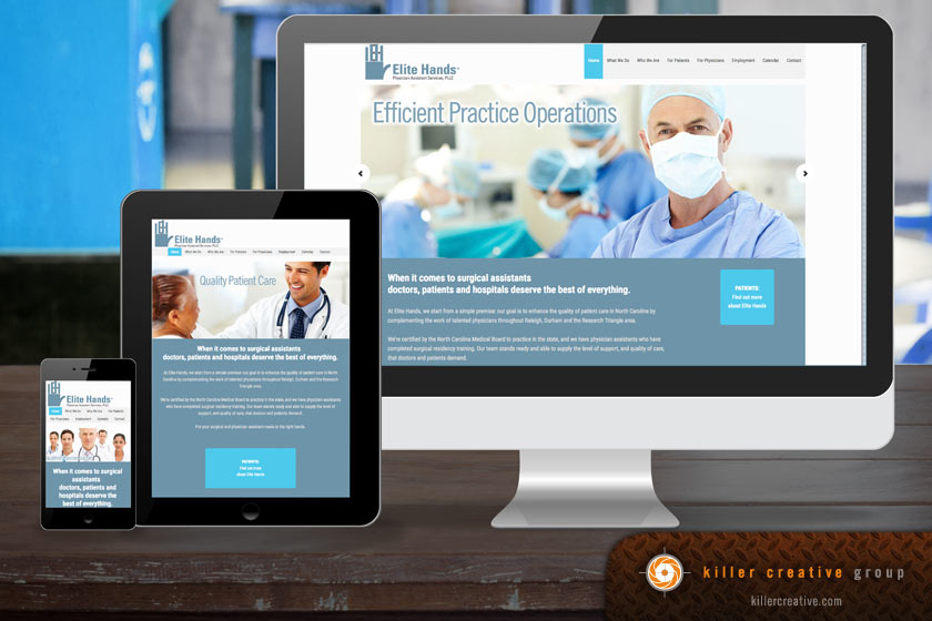 Elite Hands physician website design raleigh nc