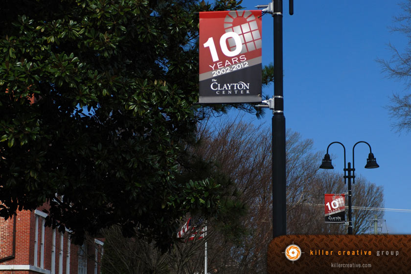 Clayton Center pole banner design raleigh clayton nc