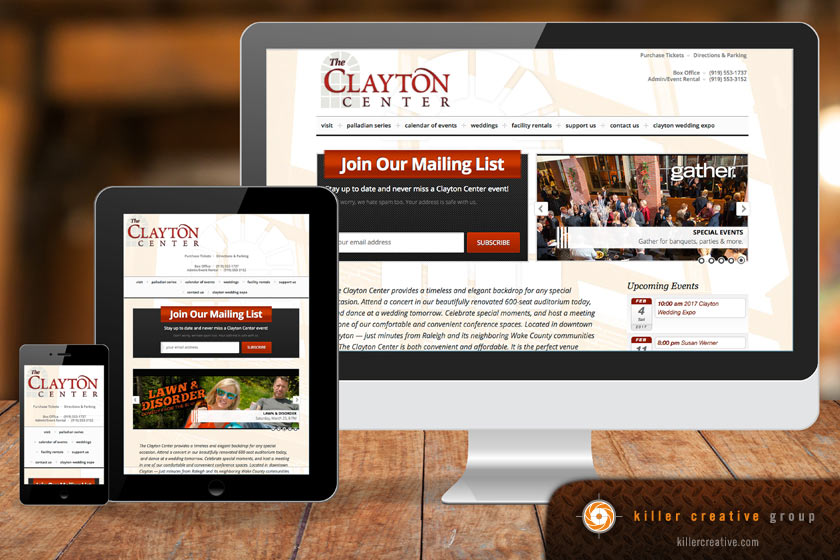 Clayton Performing Arts Center responsive website design raleigh nc