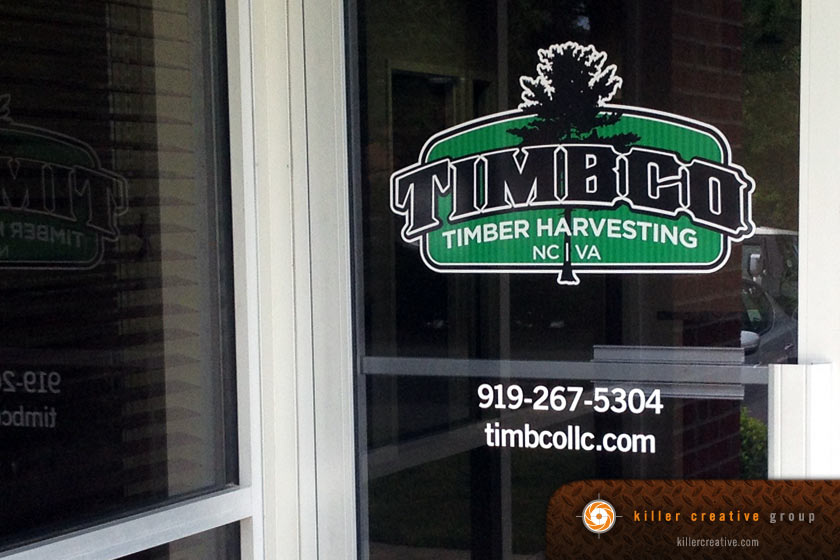Timbco entrance door signage decal raleigh morrisville nc