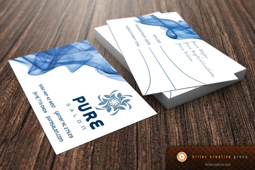 Pure Salon business cards design Raleigh NC