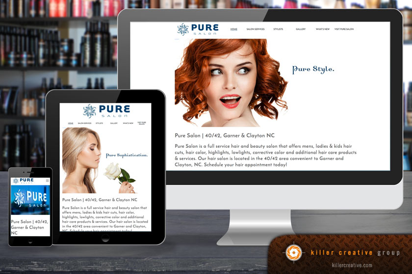 Pure Salon website design Raleigh Clayton NC