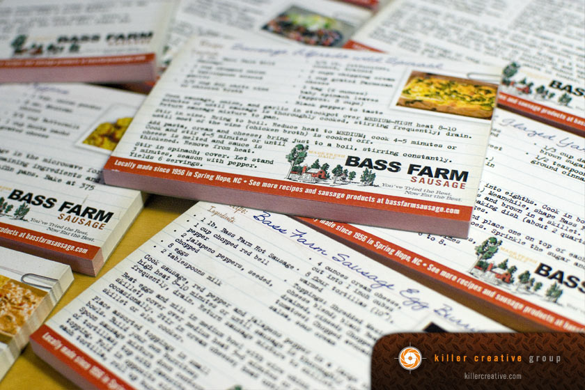printed recipe card pads promotion graphic design in North Carolina