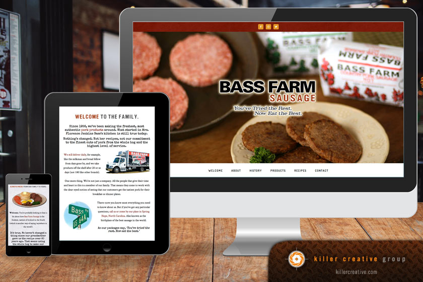 Bass Farm Sausage website graphic design in North Carolina