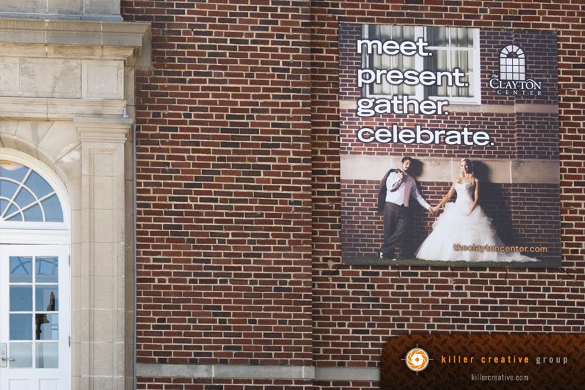 Clayton Center exterior banners design North Carolina